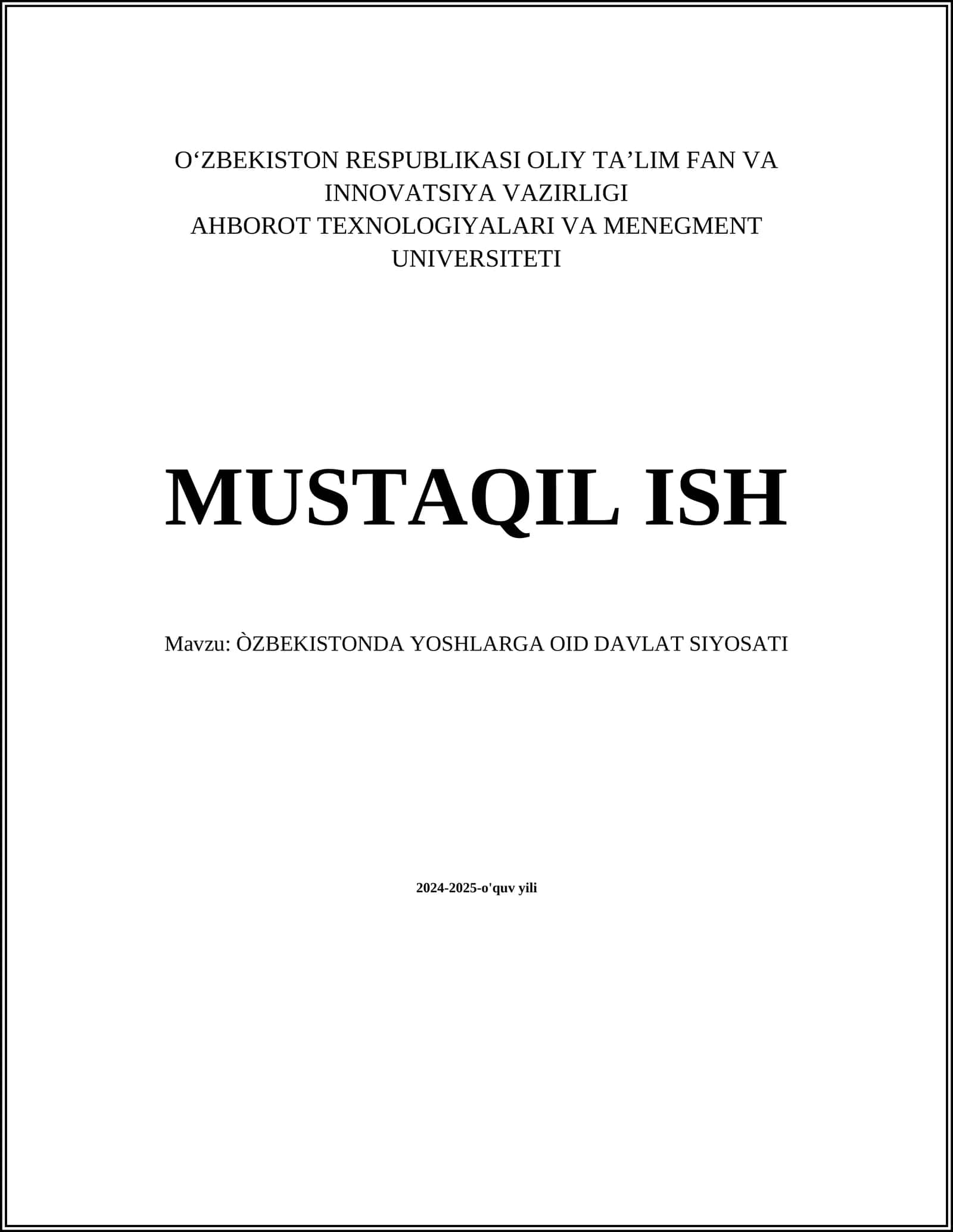 ÒZBEKISTONDA YOSHLARGA OID DAVLAT SIYOSATI 1