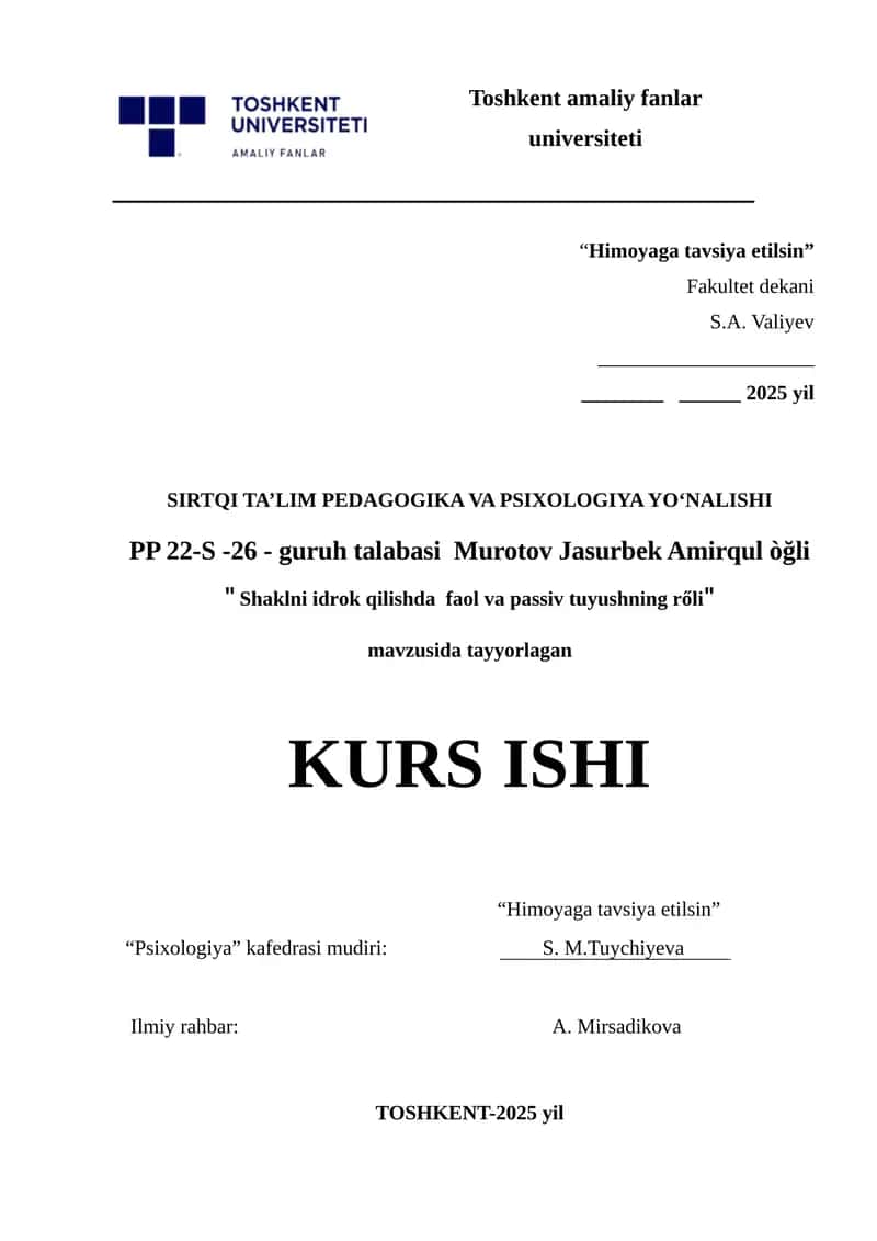 Shaklni idrok qilishda faol va passiv tuyushning rőli 1