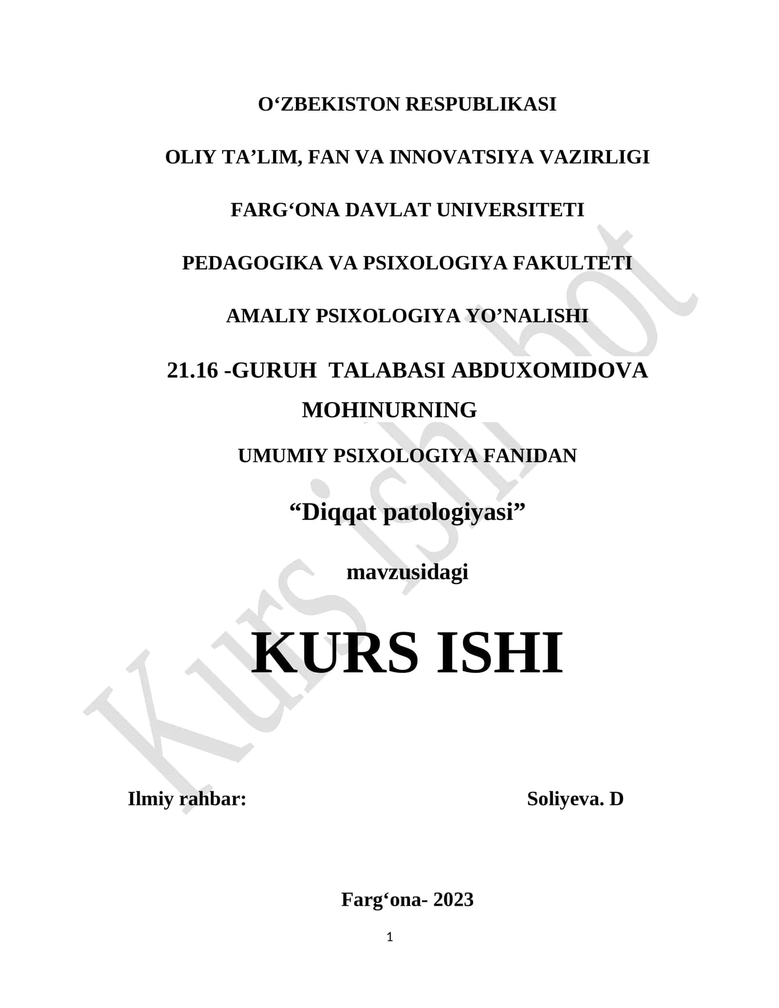 Diqqat patologiyasi 1