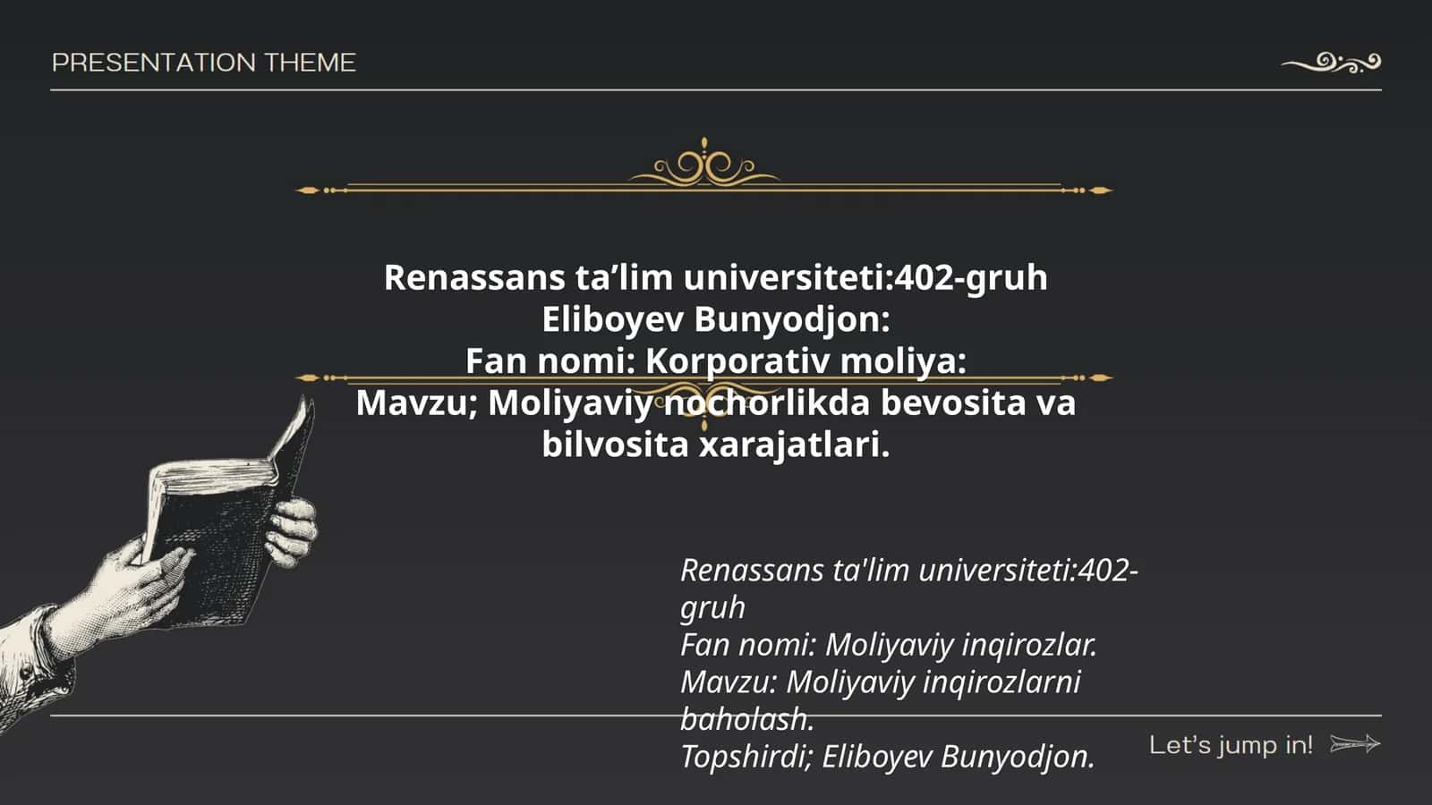 Korporativ moliya 1