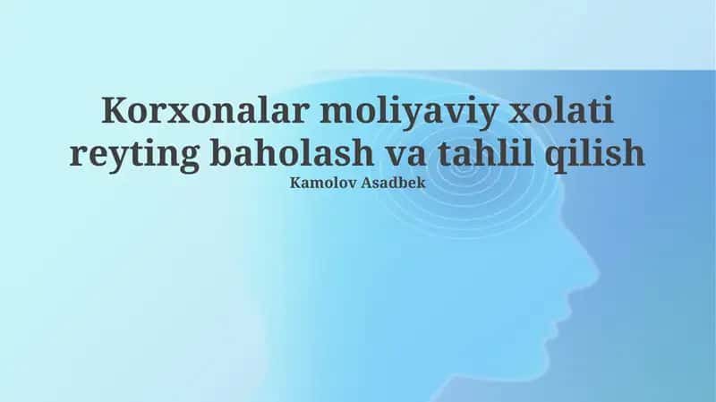 Korxonalar moliyaviy xolati reyting baholash va tahlil qilish 1