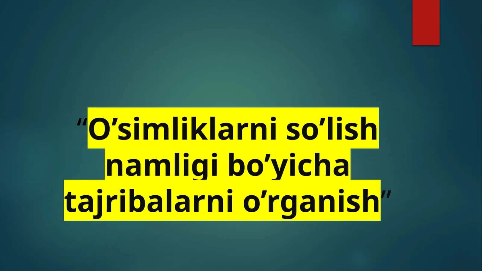 O’simliklarni so’lish namli g’oyicha tajribalar 1