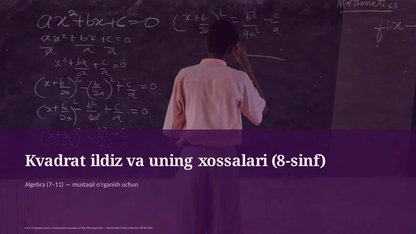 Kvadrat ildiz va uning xossalari (8-sinf) 1