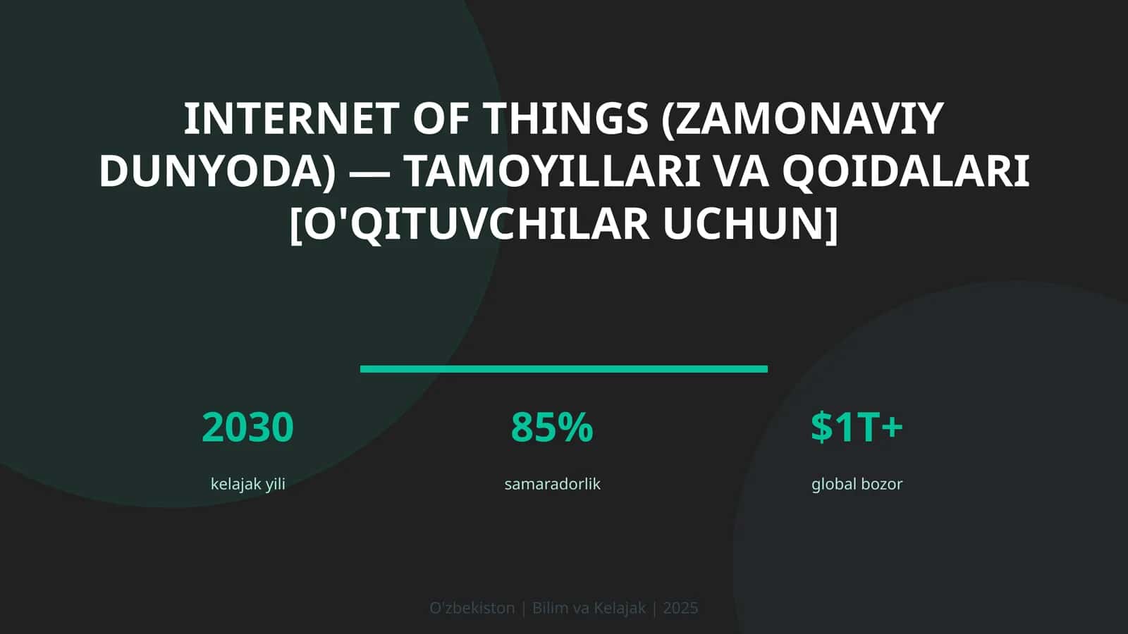Internet of Things (zamonaviy dunyoda) — tamoyillari va qoidalari [o'qituvchilar uchun] 1