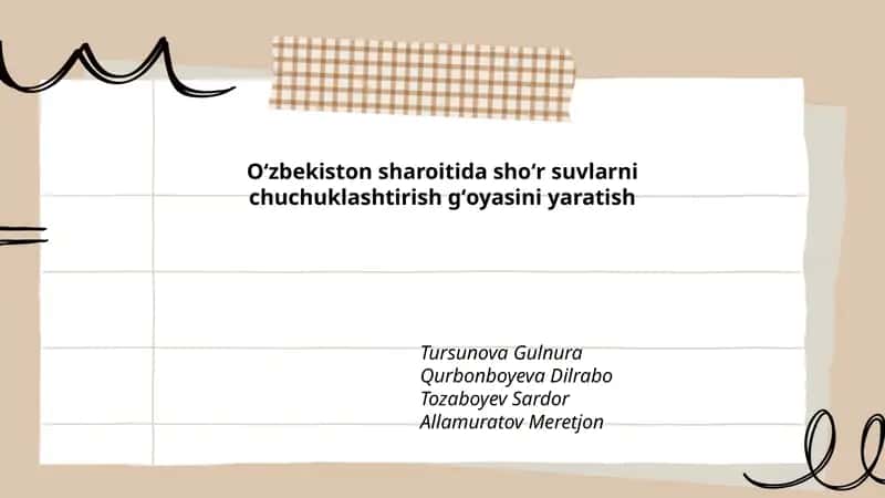 Oʻzbekiston sharoitida shoʻr suvlarni chuchuklashtirish gʻoyasini yaratish 1