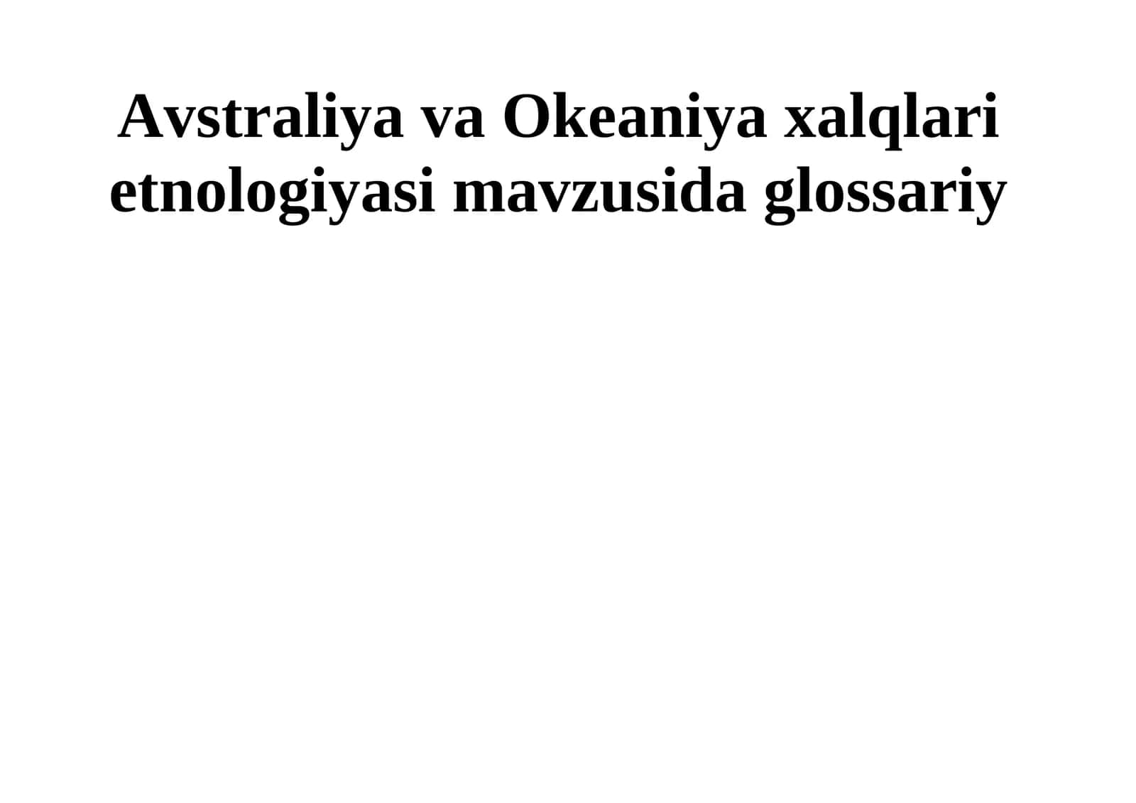 Avstraliya va Okeaniya xalqlari etnologiyasi mavzusida glossariy 1