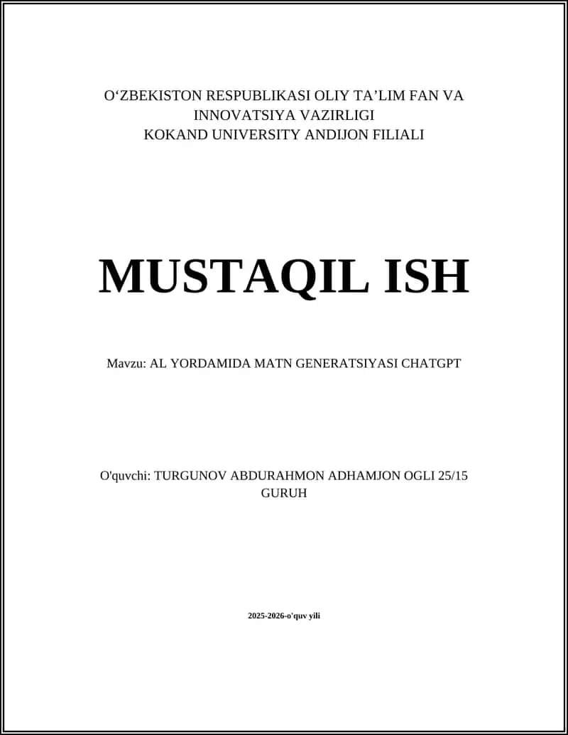 AL YORDAMIDA MATN GENERATSIYASI CHATGPT 1