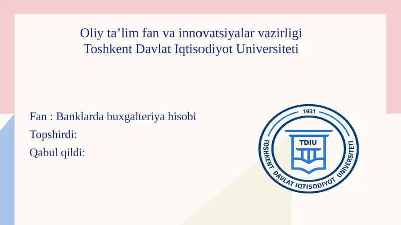 Banklararo hisob-kitoblarning mazmuni va ularning tashkil etilishi 1