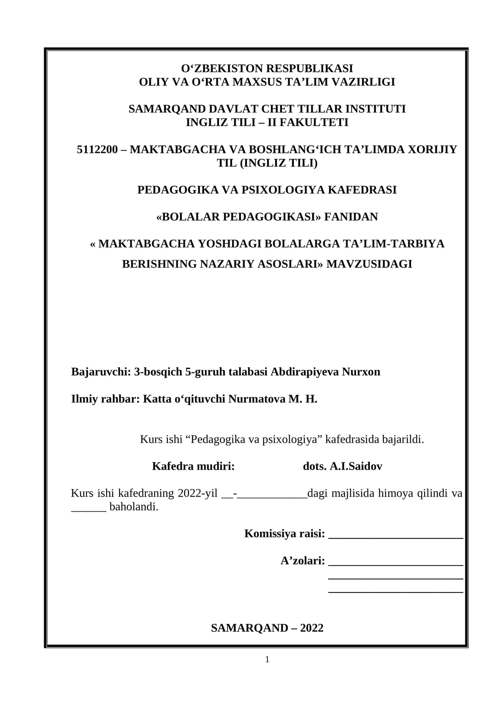 MAKTABGACHA YOSHDAGI BOLALARGA TA’LIM-TARBIYA BERISHNING NAZARIY ASOSLARI 1