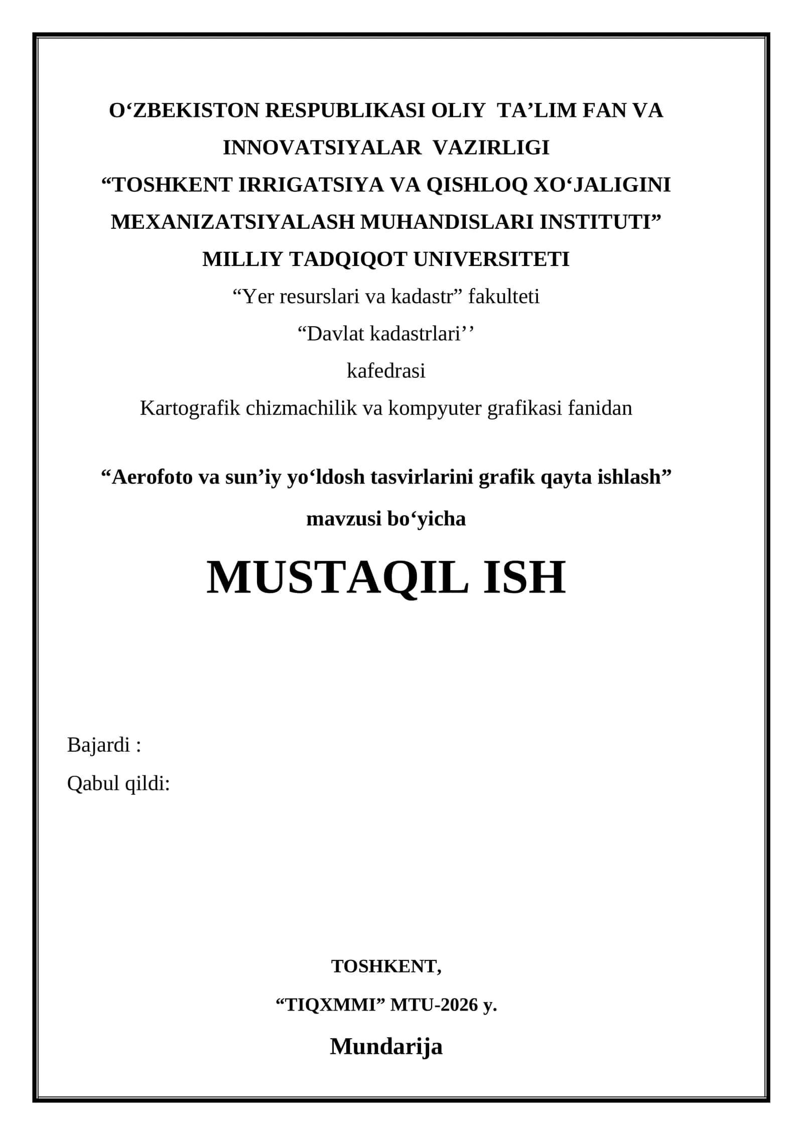 Aerofoto va sun’iy yo‘ldosh tasvirlarini grafik qayta ishlash 1