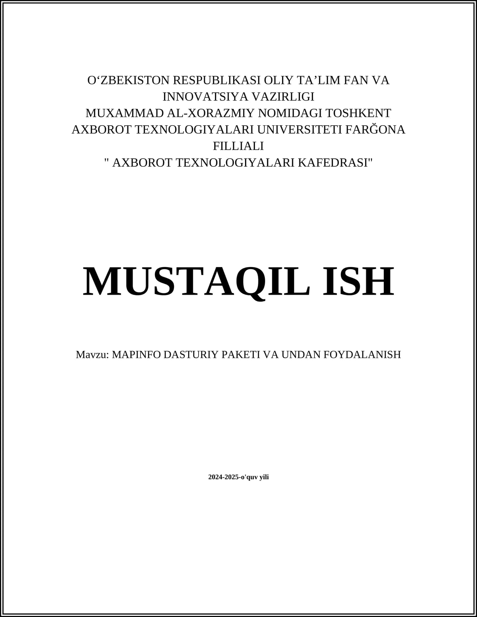 MapInfo dasturiy paketi 1