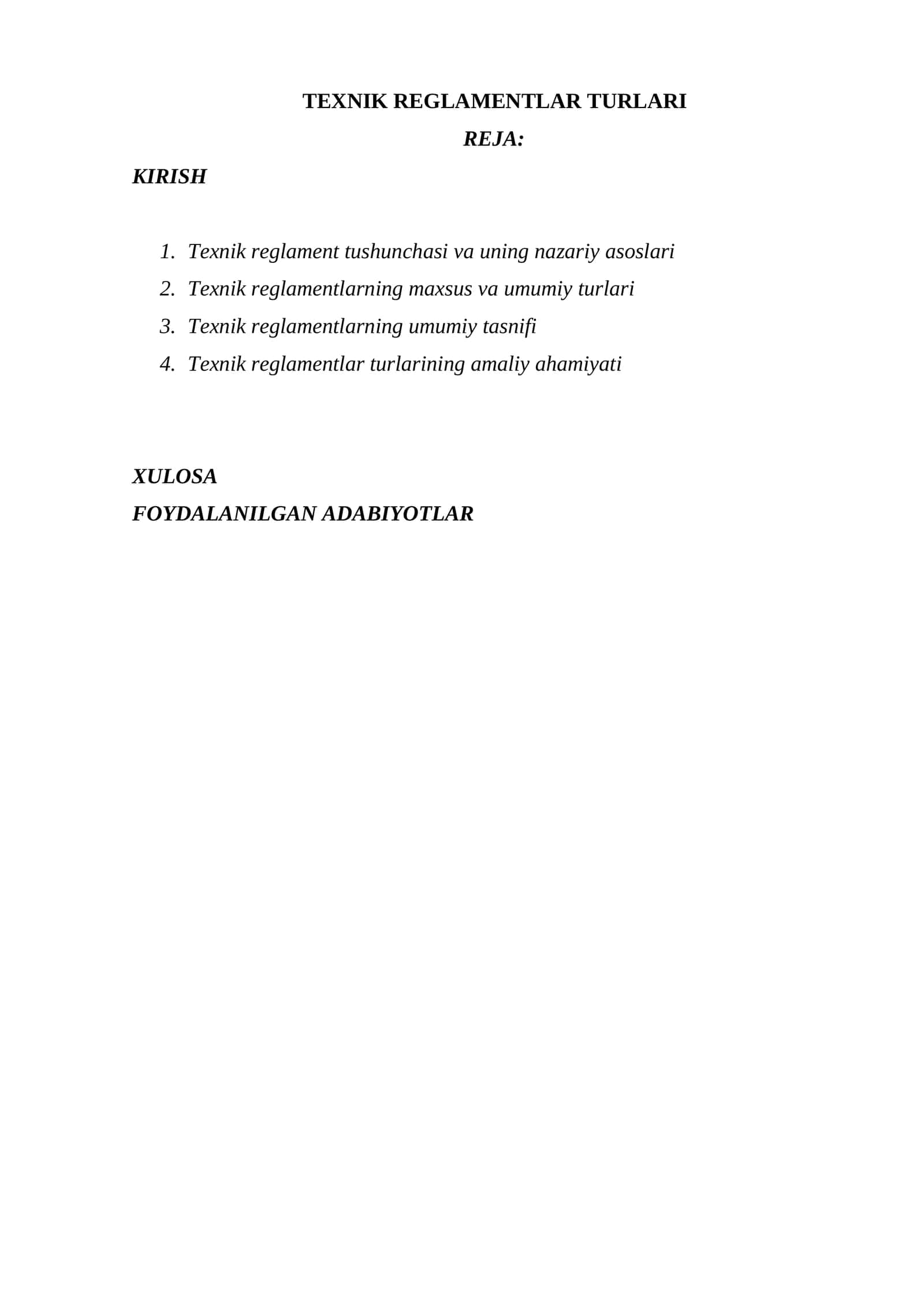 TEXNIK REGLAMENTLAR TURLARI 1
