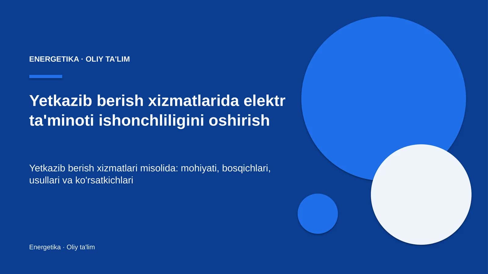 Yetkazib berish xizmatlarida elektr ta'minoti ishonchliligini oshirish 1