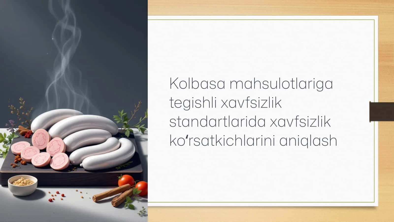 Kolbasa mahsulotlariga tegishli xavfsizlik standartlarida xavfsizlik koʻrsatkichlarini aniqlash 1