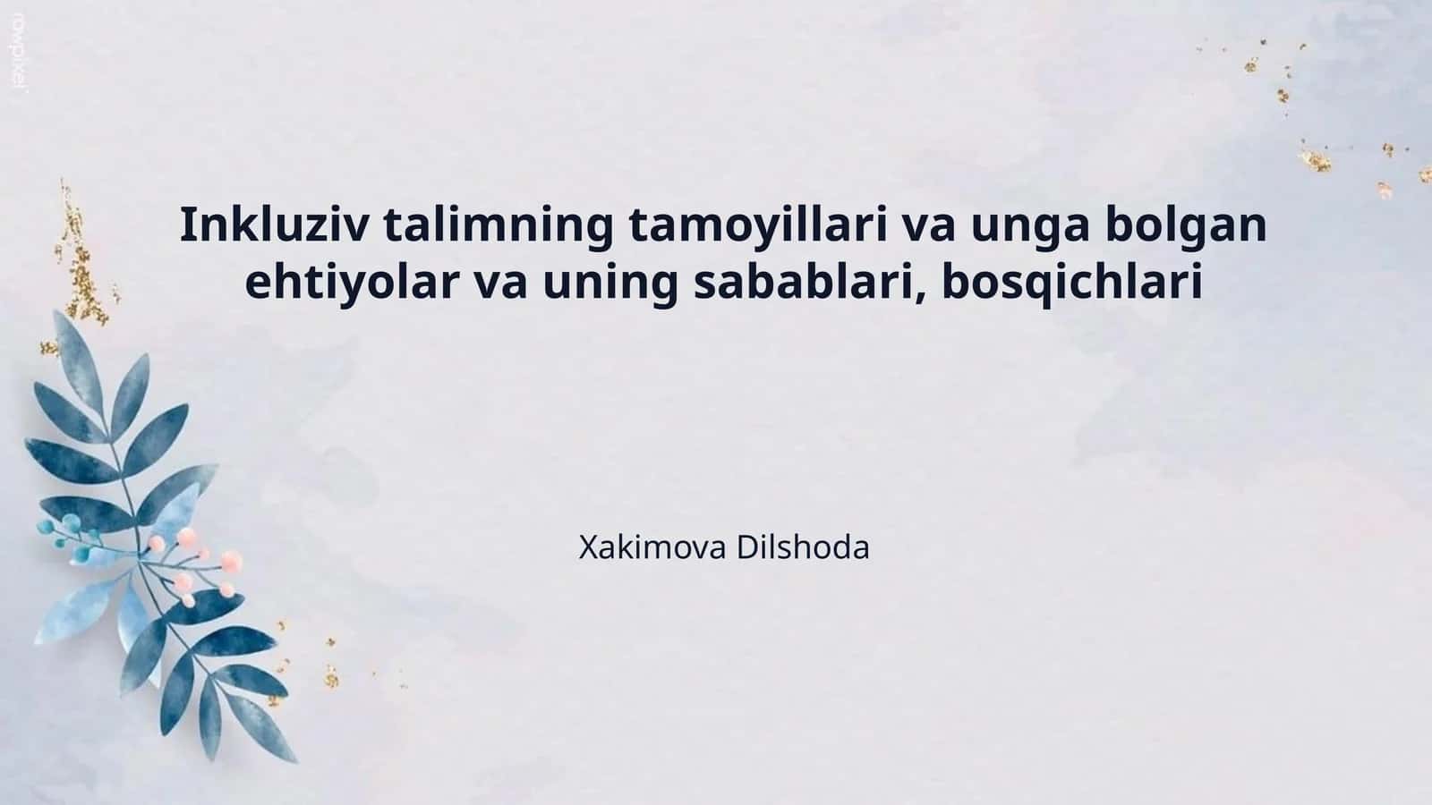 Inkluziv talimning tamoyillari va unga bolgan ehtiyolar va uning sabablari, bosqichlari 1
