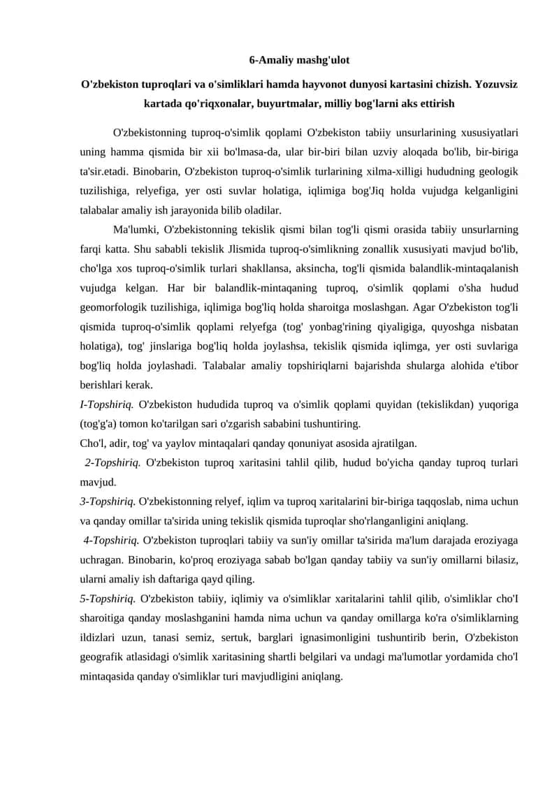O'zbekiston tuproqlari va o'simliklari 1