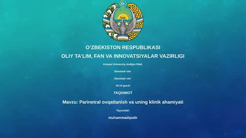 Parinetral ovqatlanish va uning klinik ahamiyati 1