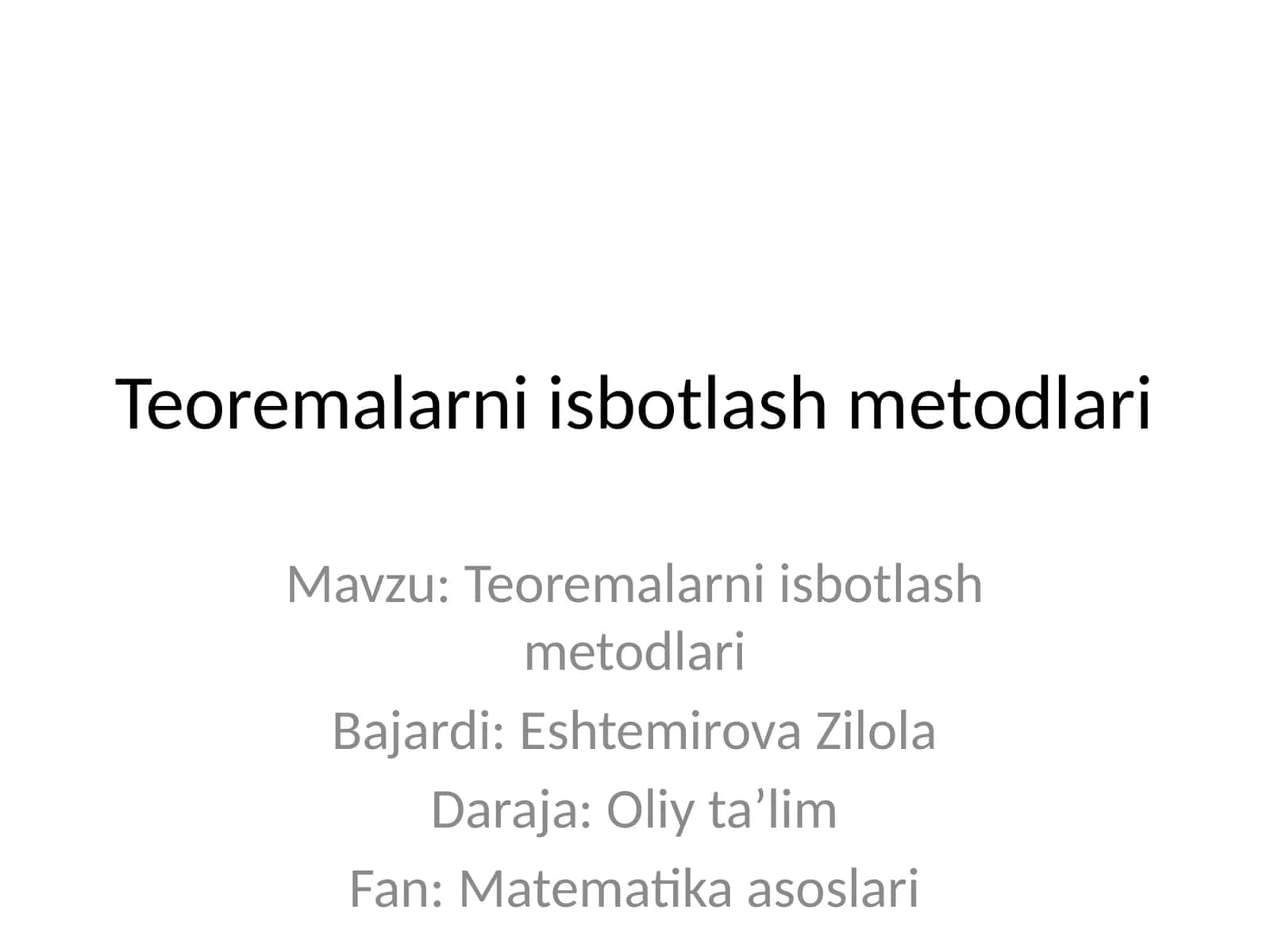 Teoremalarni isbotlash metodlari 1