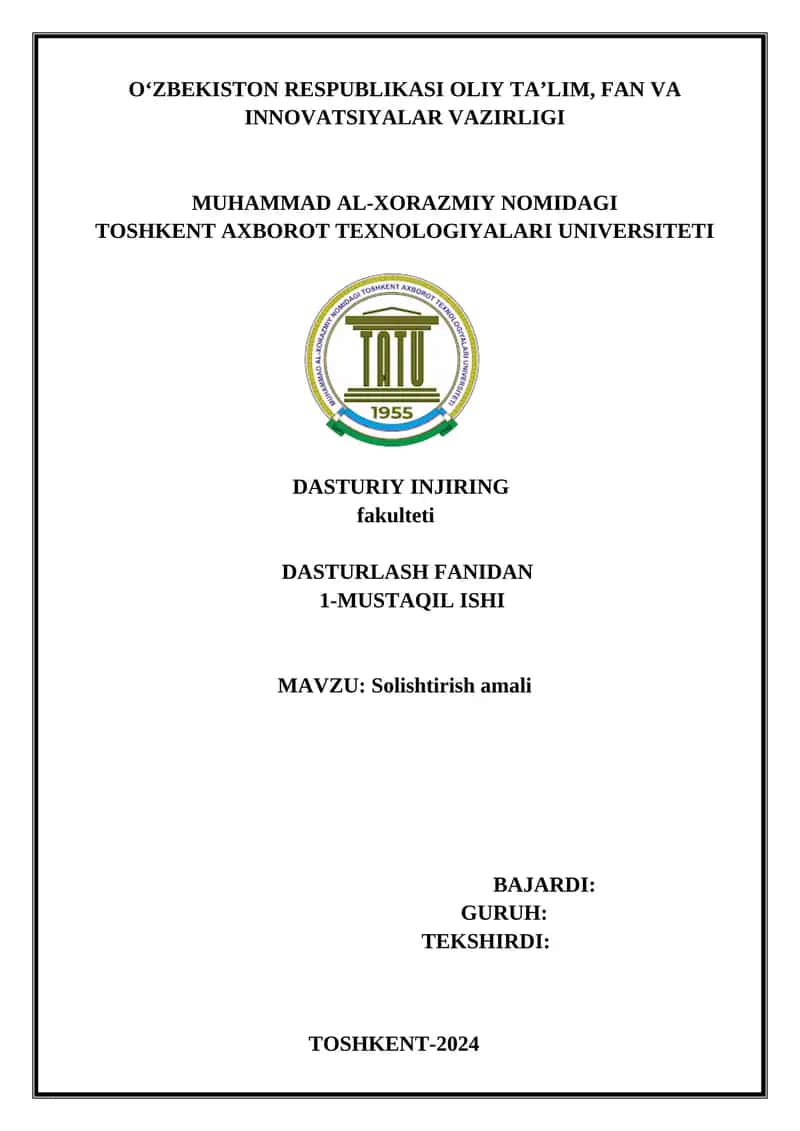 Solishtirish amali 1