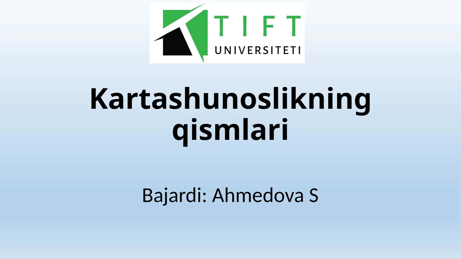 Kartashunoslikning qismlari 1