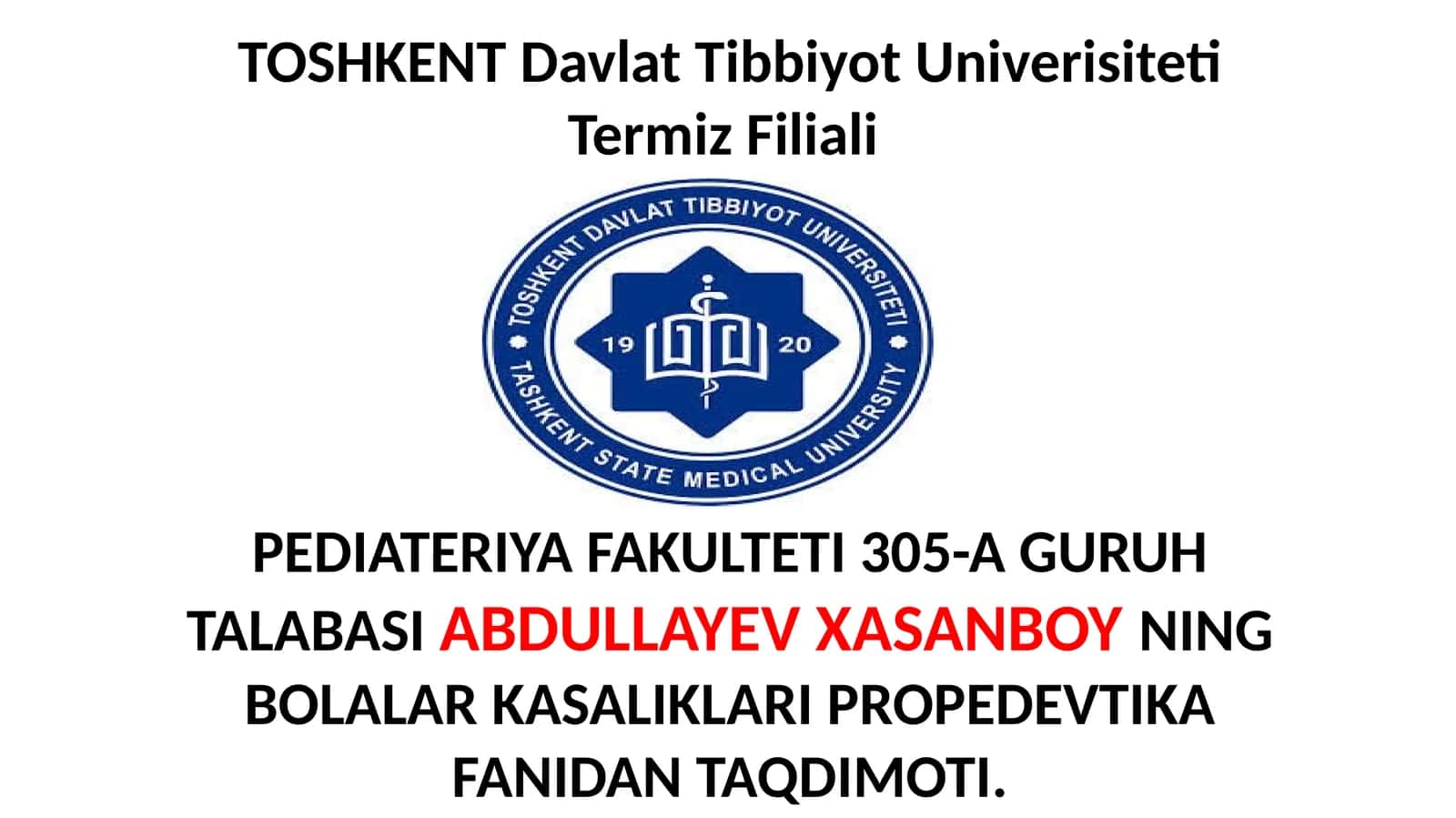 BOLALAR KASALIKLARI PROPEDEVTIKA 1