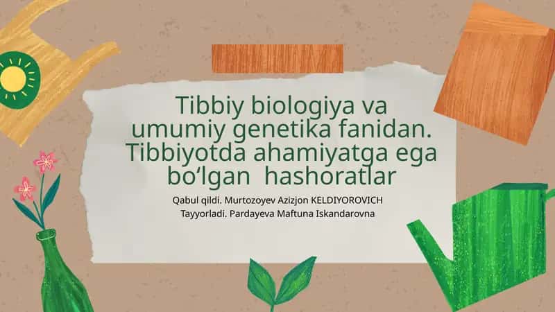 Hashoratlarning Tibbiy Biologiyasi va Genetikasi 1