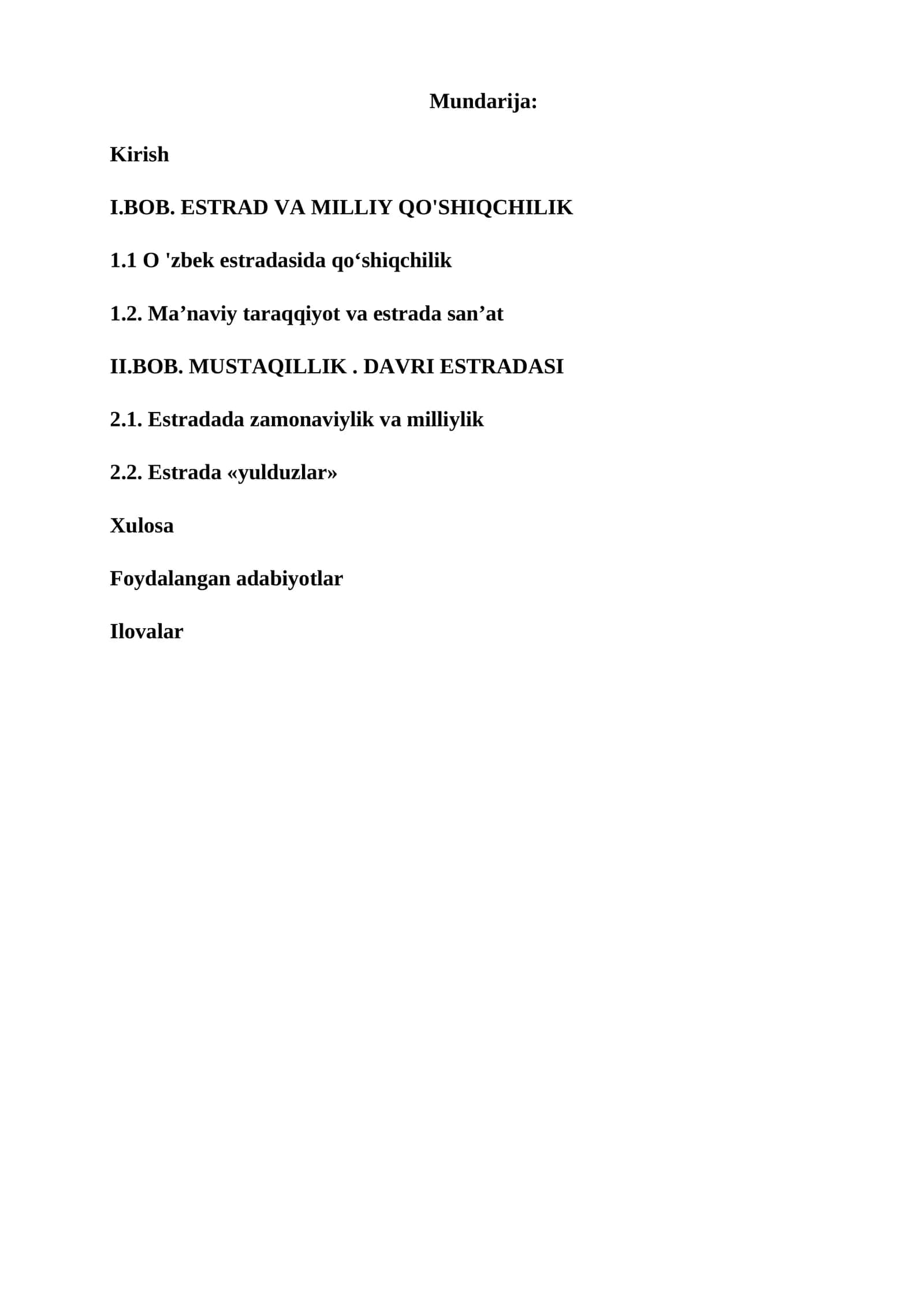 Estrada va milliy qo'shiqchilik 1