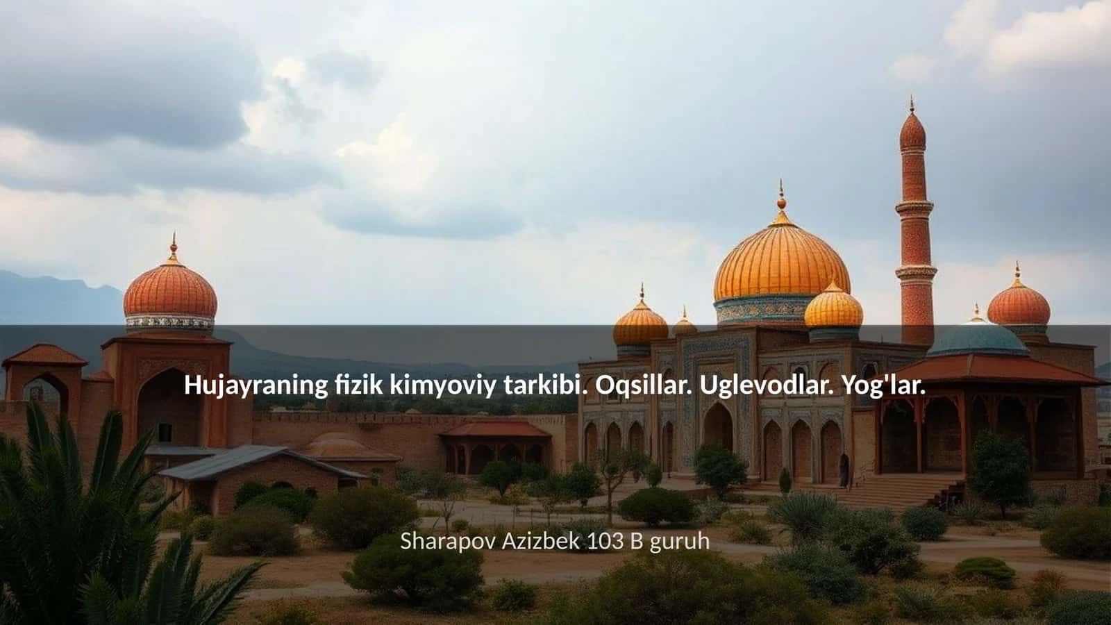 Hujayra va uning fizik kimyoviy tarkibi 1