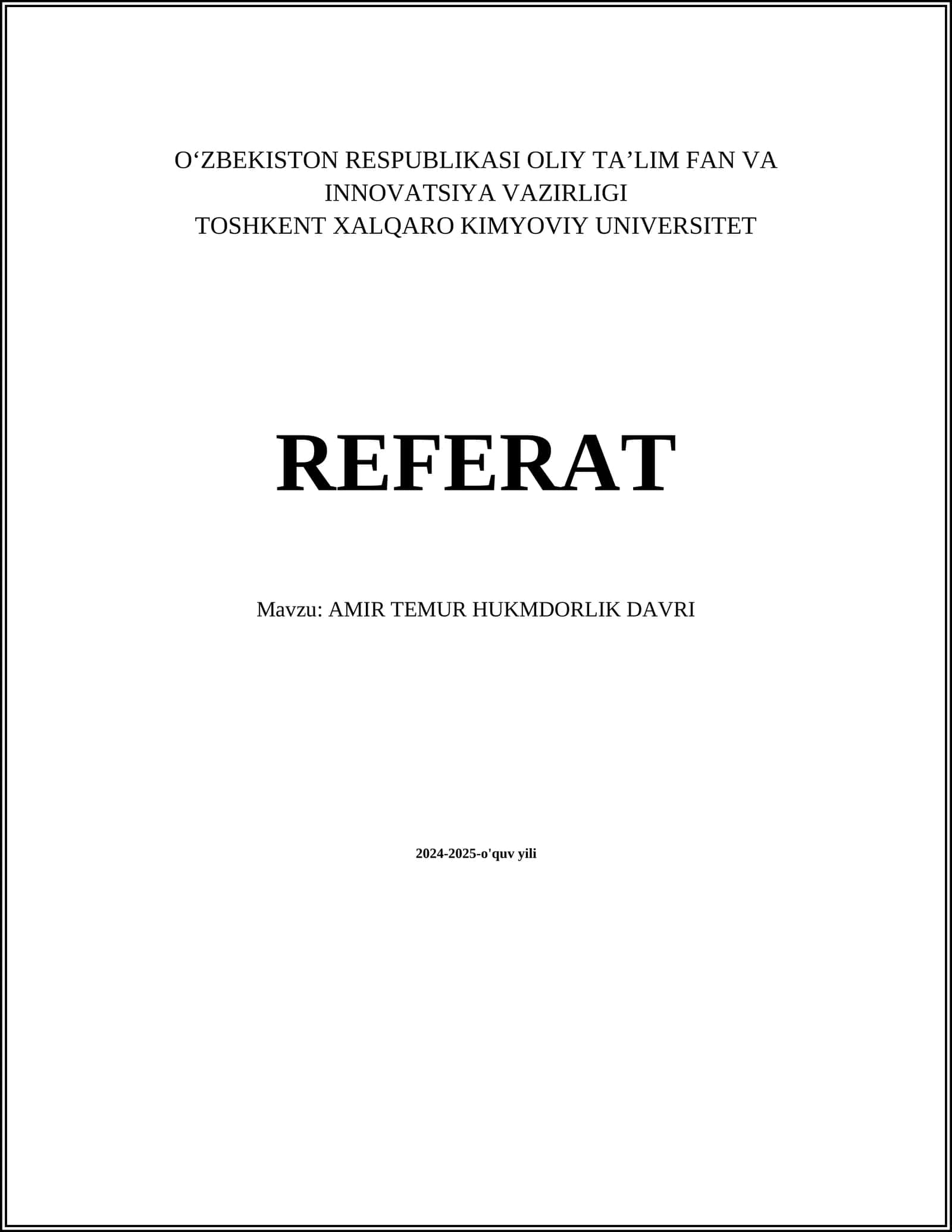 AMIR TEMUR HUKMDORLIK DAVRI 1