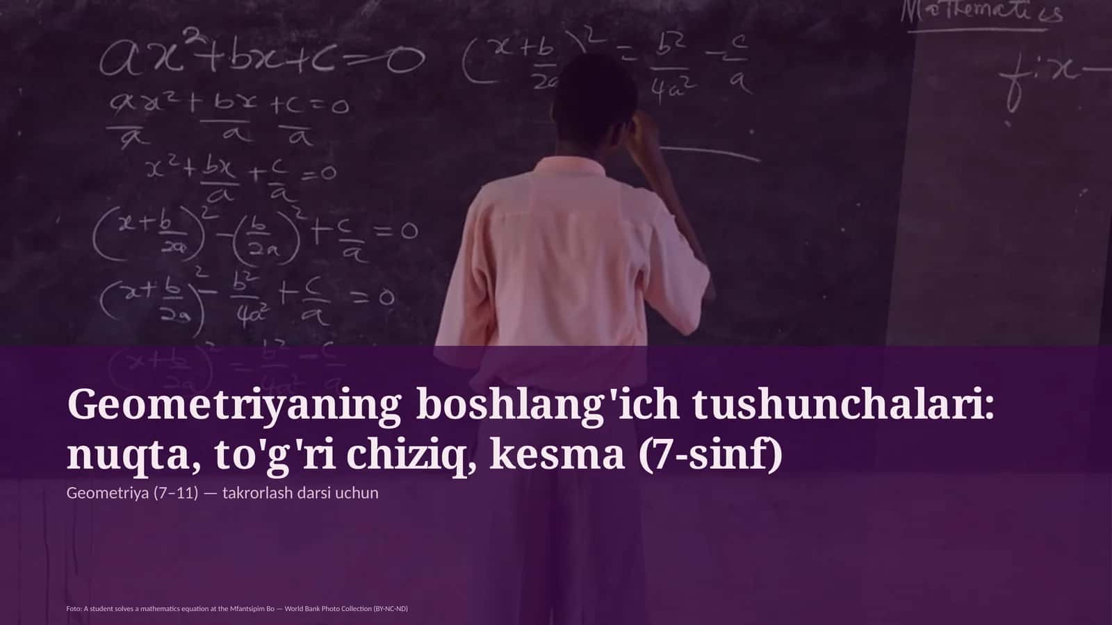 Geometriyaning boshlang'ich tushunchalari: nuqta, to'g'ri chiziq, kesma (7-sinf) 1