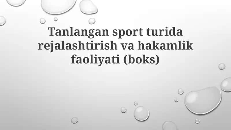Boks musobaqalarini rejalashtirish va hakamlik faoliyati 1