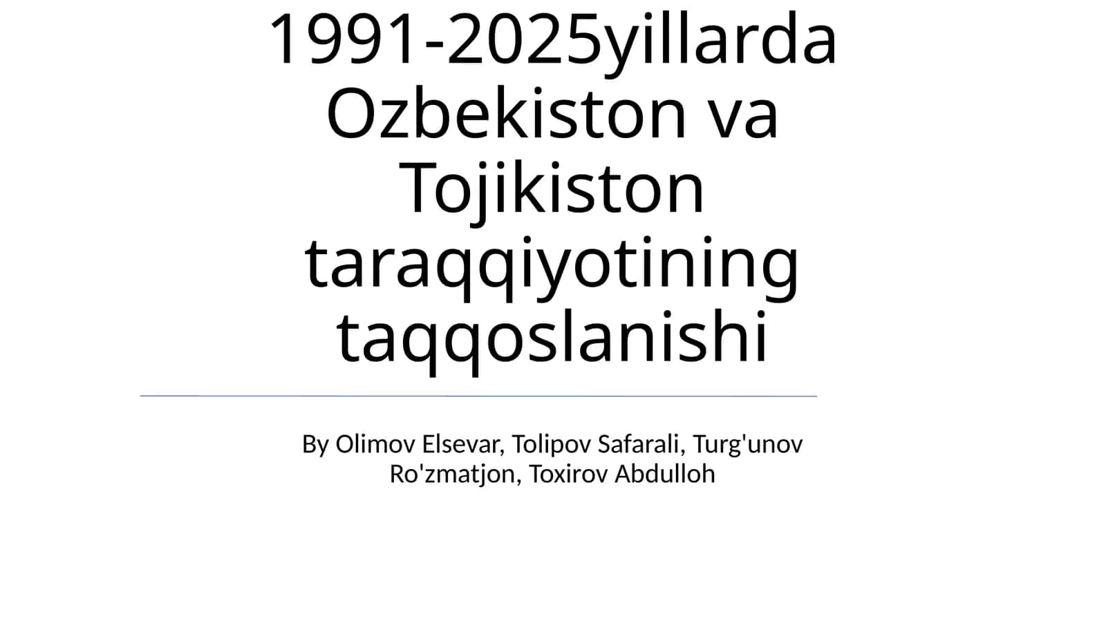 1991-2025yillarda Ozbekiston va Tojikiston taraqqiyotining taqqoslanishi 1