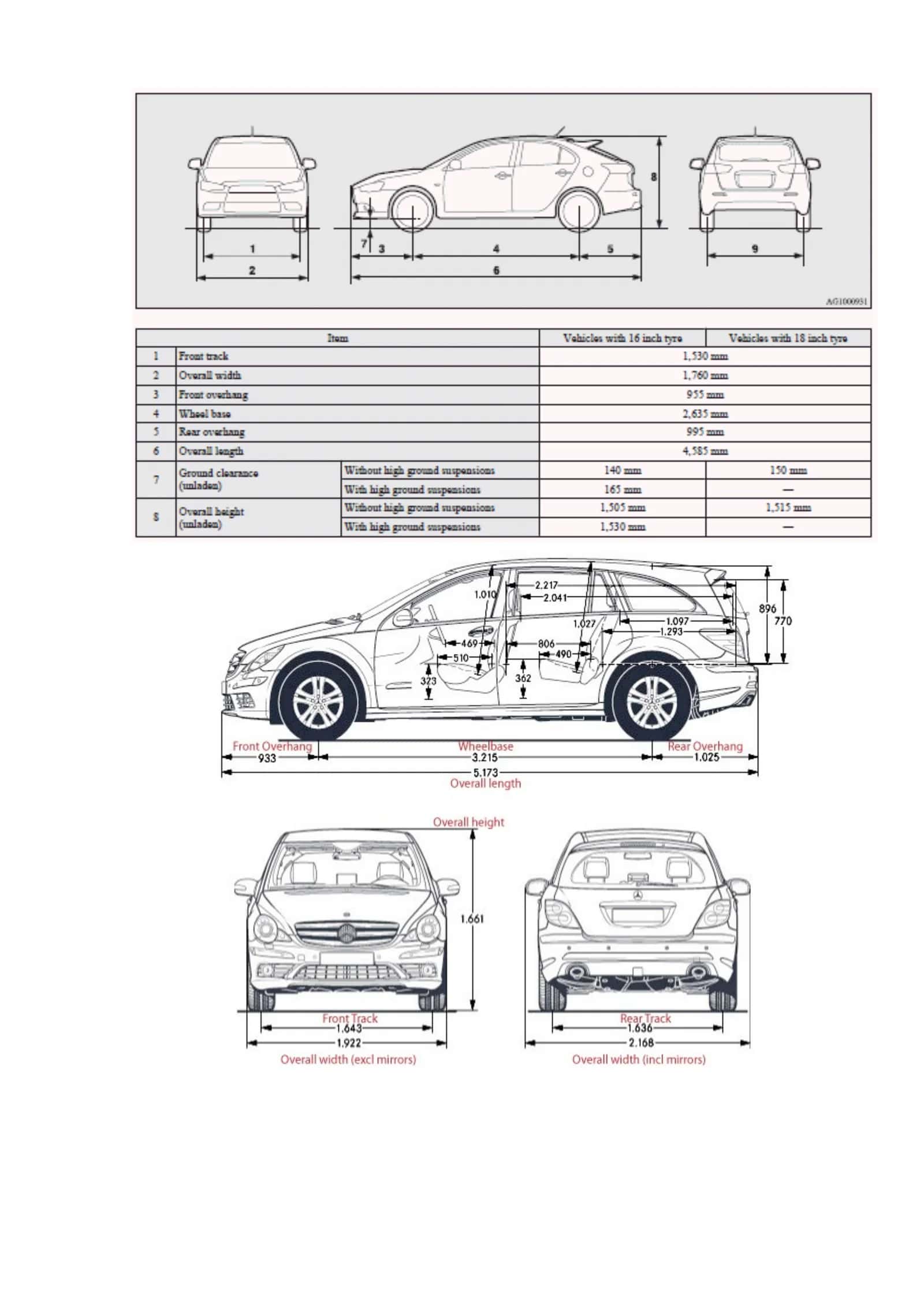 Mitsubishi Lancer Vehicle Dimensions Specifications 1