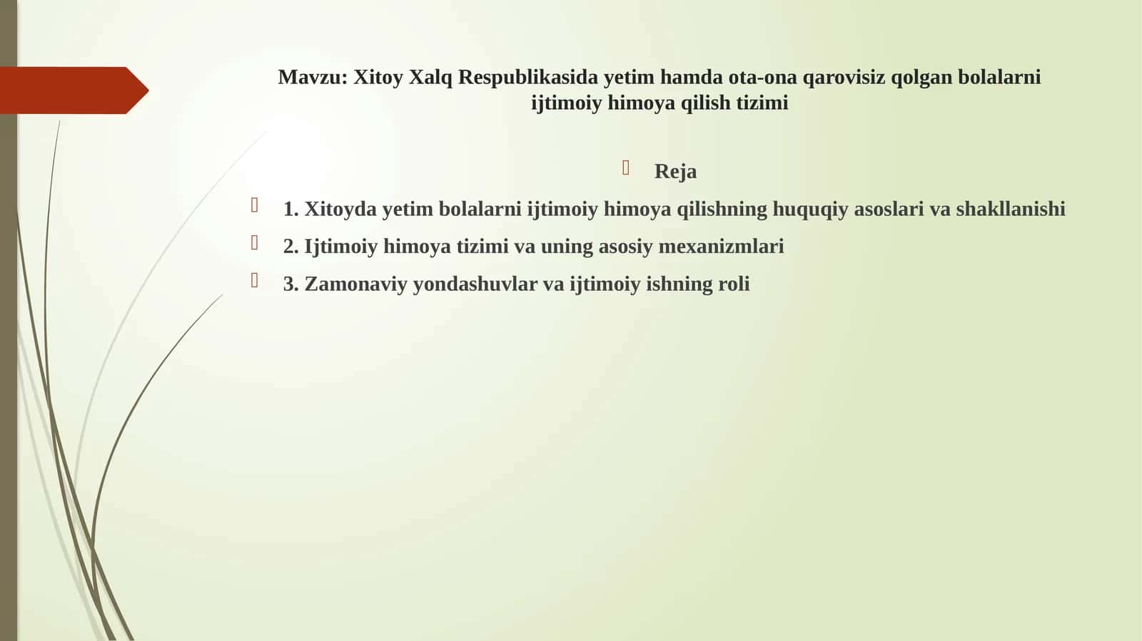 Xitoy Xalq Respublikasida yetim hamda ota-ona qarovisiz qolgan bolalarni ijtimoiy himoya qilish tizimi 1