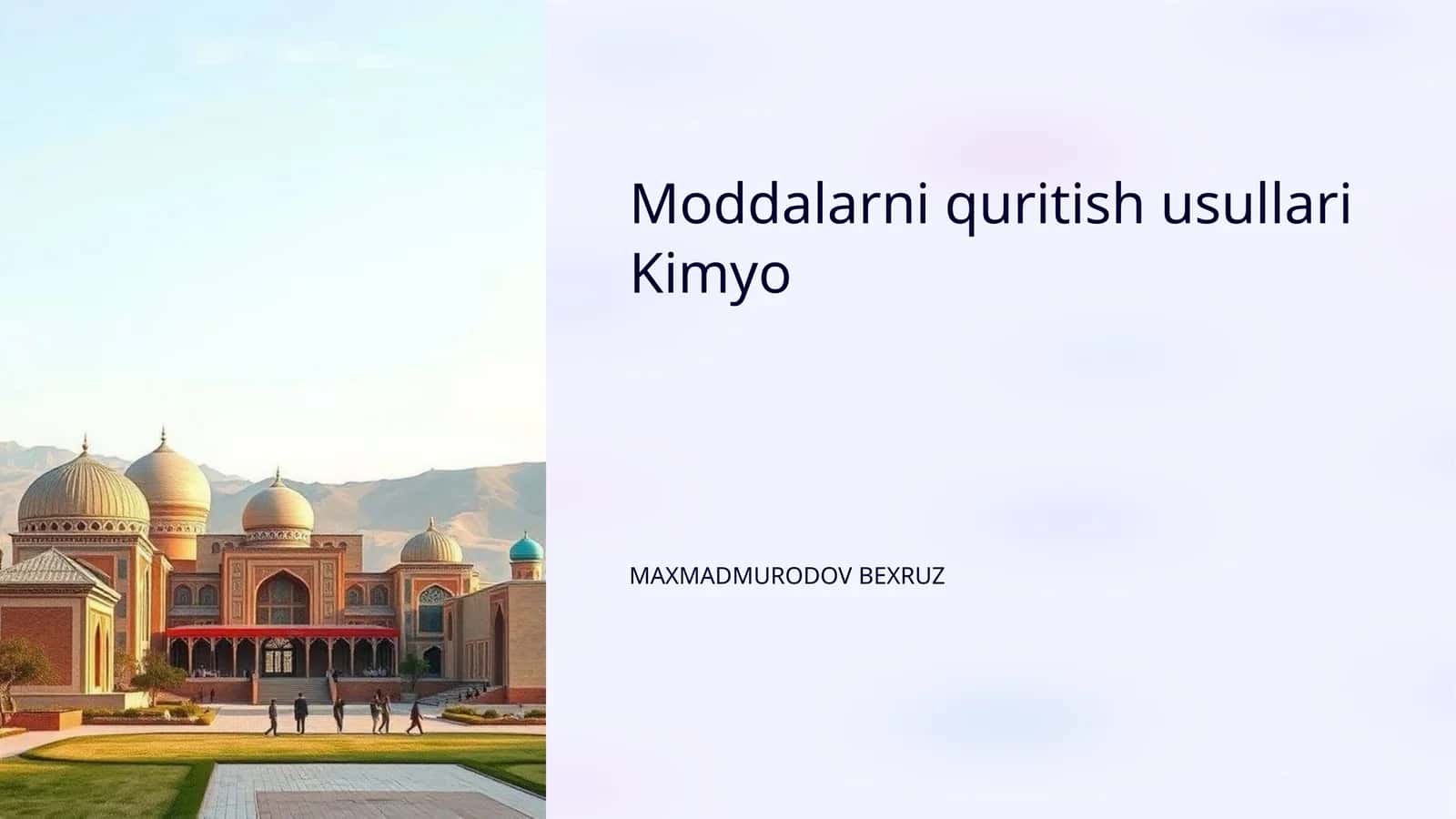Moddalarni quritish usullari Kimyo 1