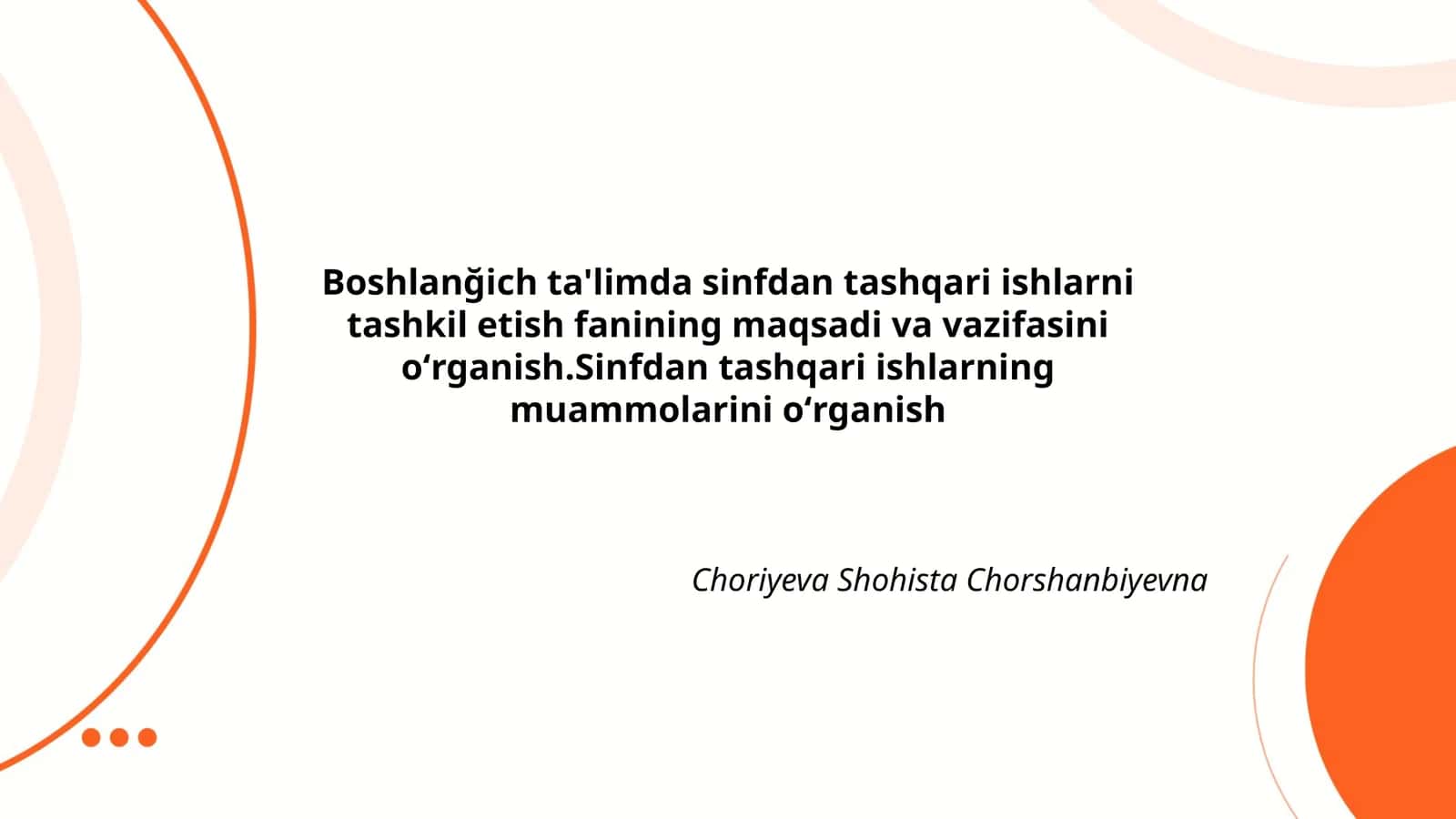 Boshlanğich ta'limda sinfdan tashqari ishlarni tashkil etish 1