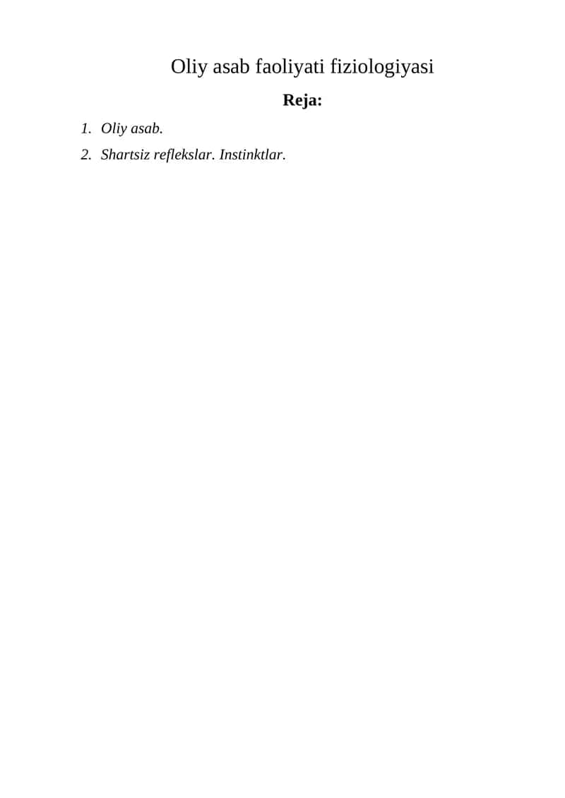 Oliy asab faoliyati fiziologiyasi 1