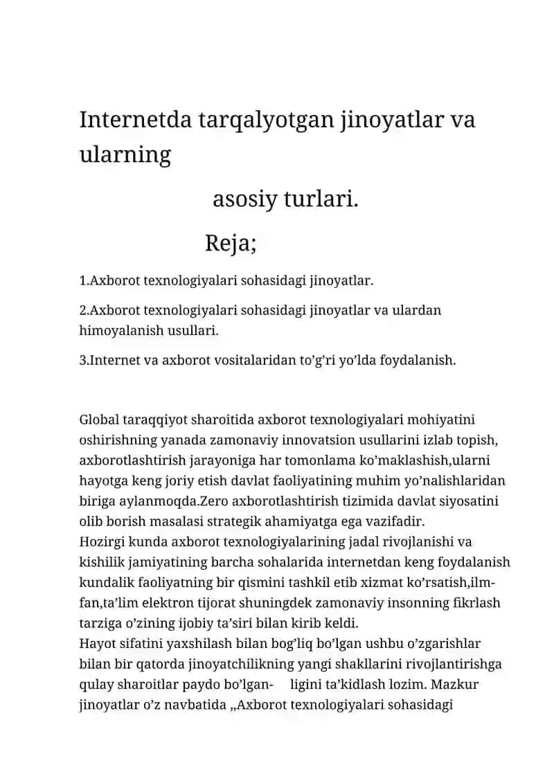 Internetda tarqalyotgan jinoyatlar va ularning asosiy turlari 1