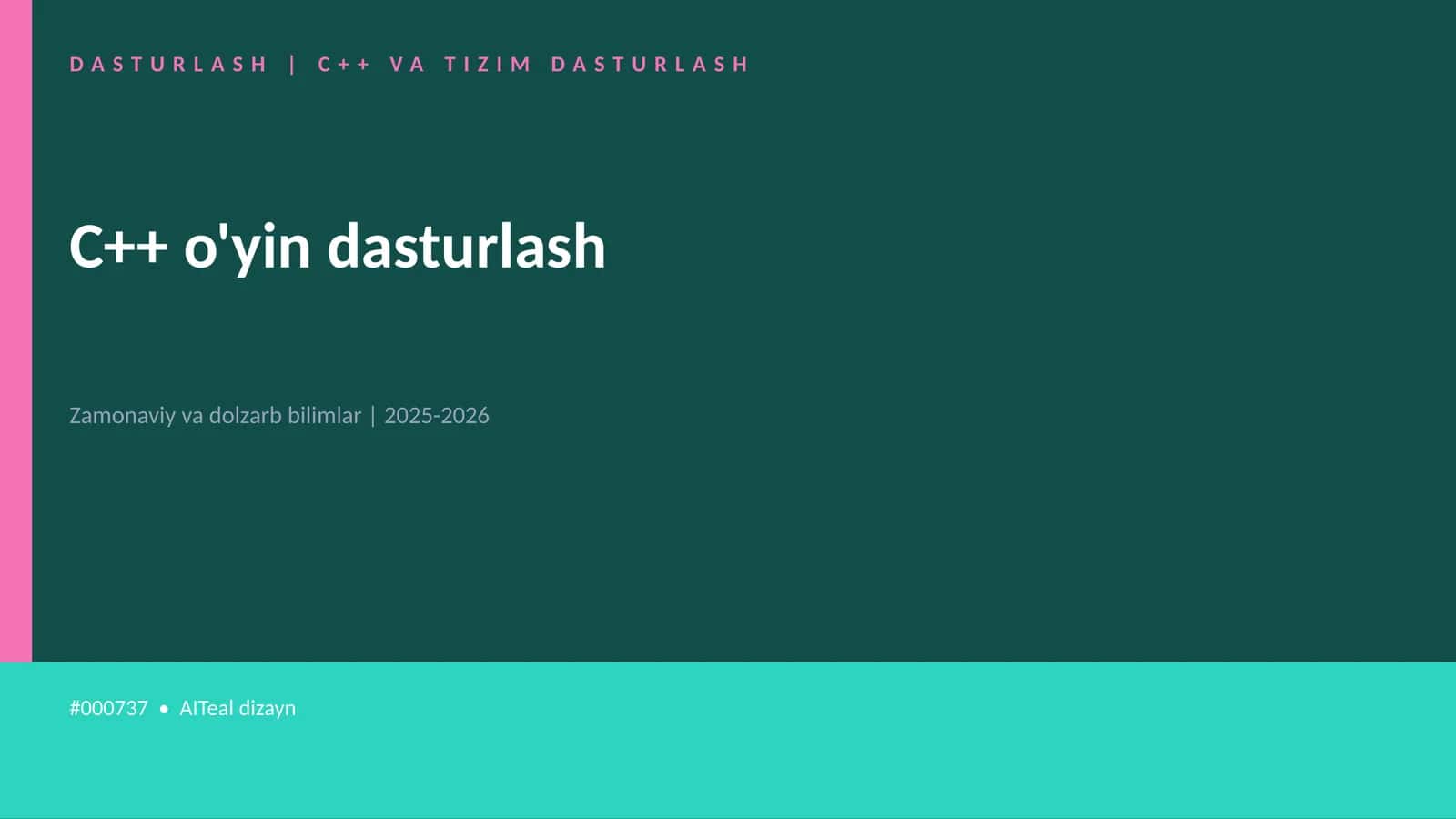 C++ o'yin dasturlash 1