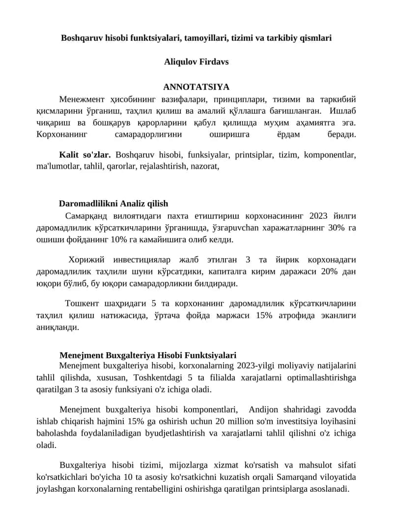 Menejment Buxgalteriya Hisobi Funktsiyalari 1