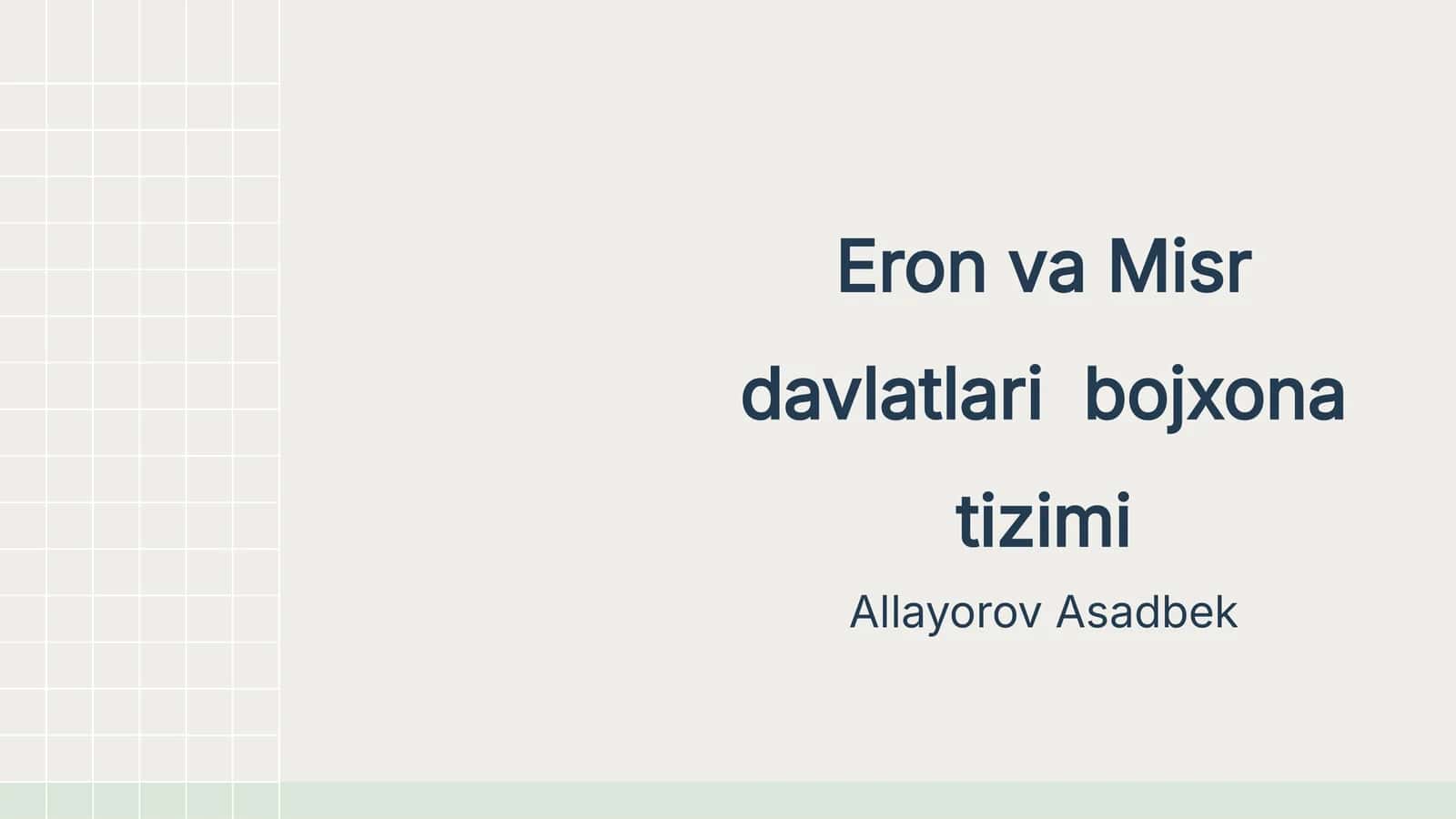 Eron va Misr davlatlari bojxona tizimi 1