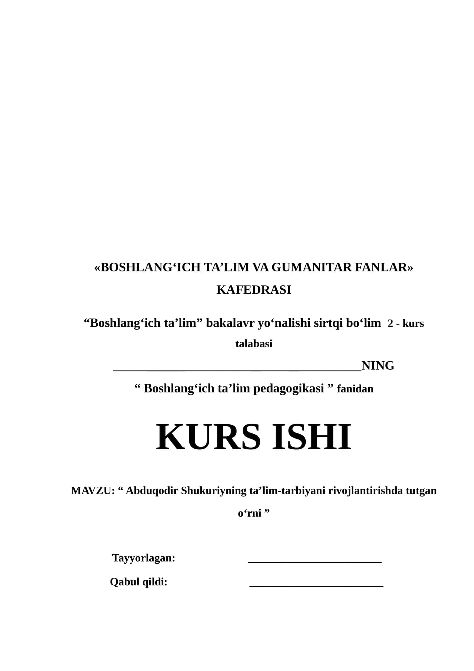 Abduqodir Shukuriyning ta’lim-tarbiyani rivojlantirishda tutgan o‘rni 1