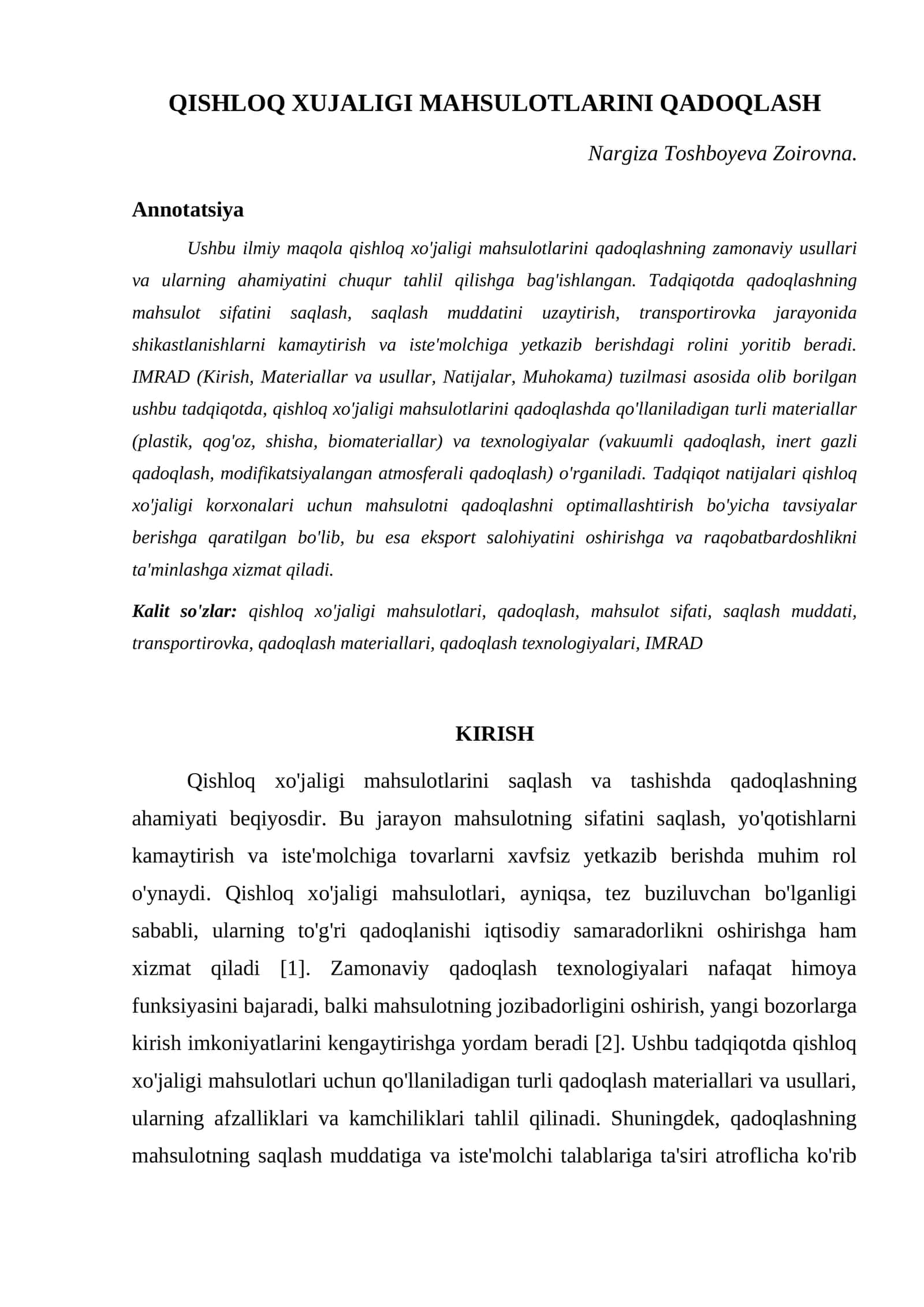 QISHLOQ XUJALIGI MAHSULOTLARINI QADOQLASH 1