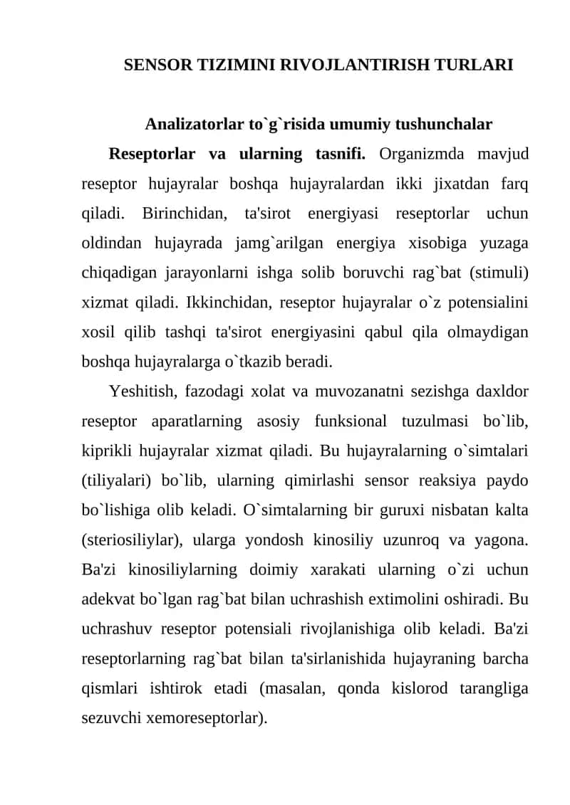 SENSOR TIZIMINI RIVOJLANTIRISH TURLARI 1