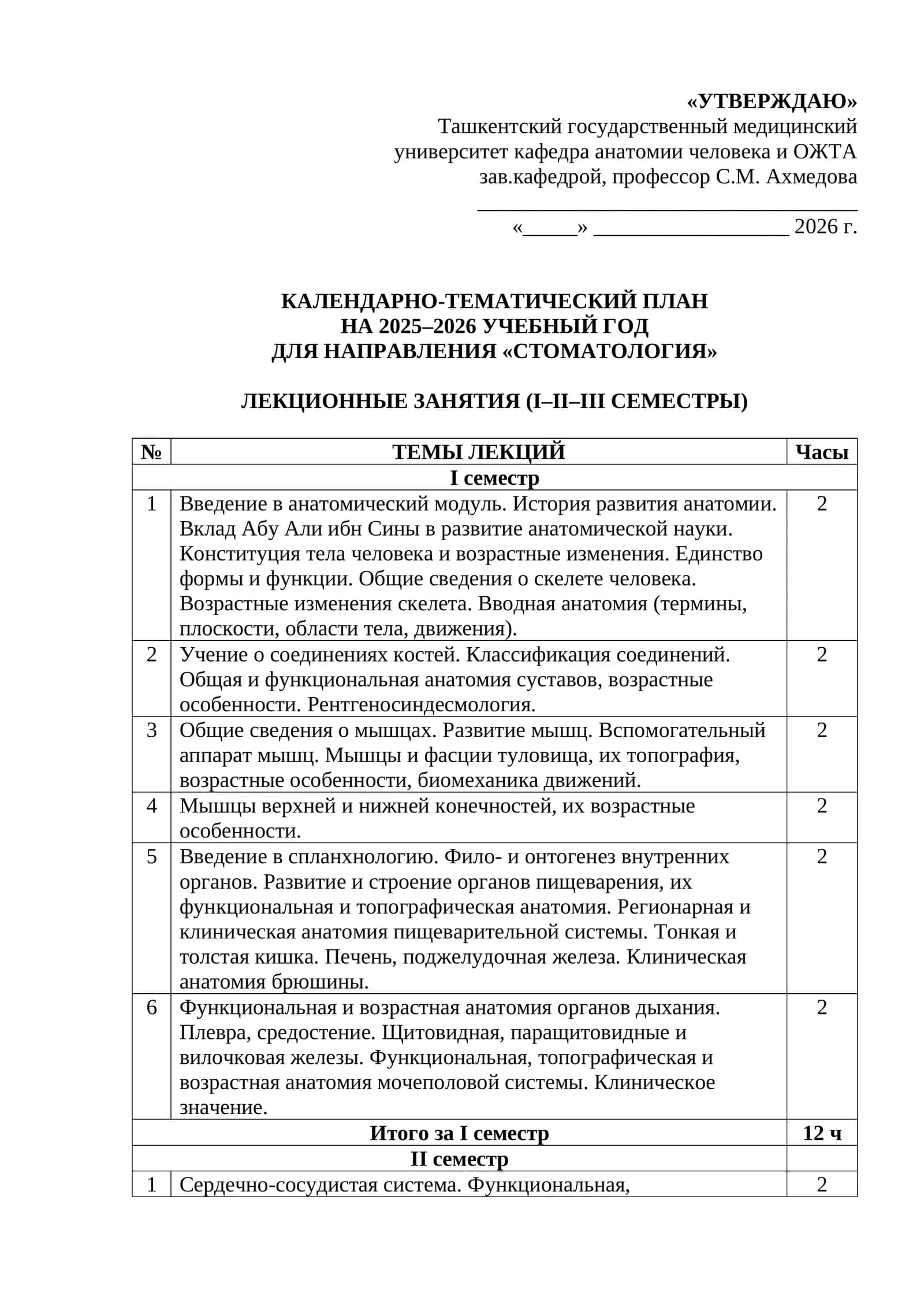 ТАШКЕНТСКИЙ ГОСУДАРСТВЕННЫЙ МЕДИЦИНСКИЙ УНИВЕРСИТЕТ, КАФЕДРА АНАТОМИИ ЧЕЛОВЕКА И ОЖТА 1