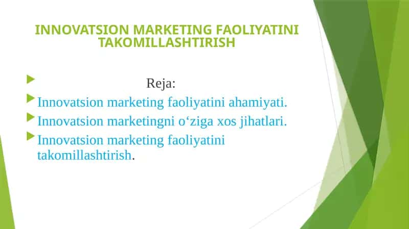 INNOVATSION MARKETING FAOLIYATINI TAKOMILLASHTIRISH 1