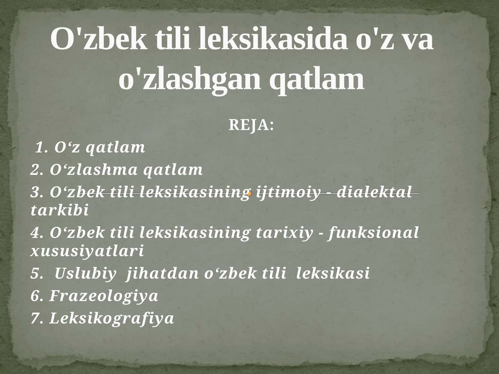 O‘zbektili leksikasi 1