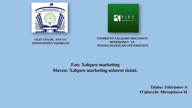 Xalqaro marketing axborot tizimi 1