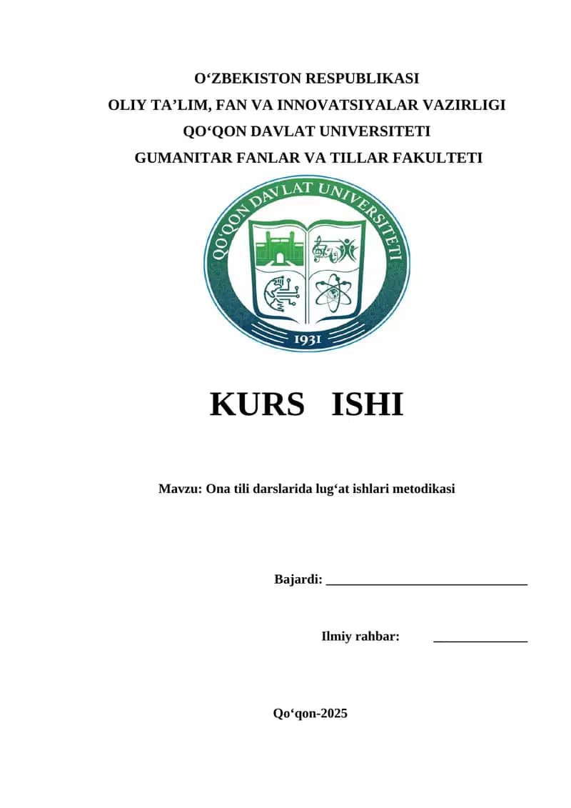Ona tili darslarida lugʻat ishlari metodikasi 1