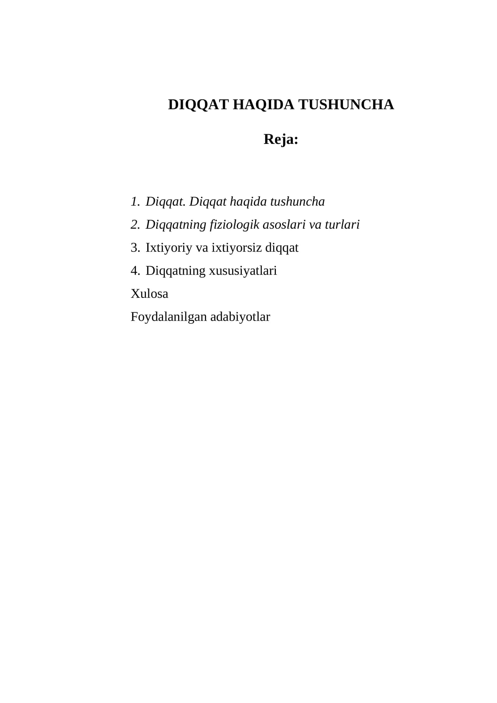 Diqqat. Diqqat haqida tushuncha 1